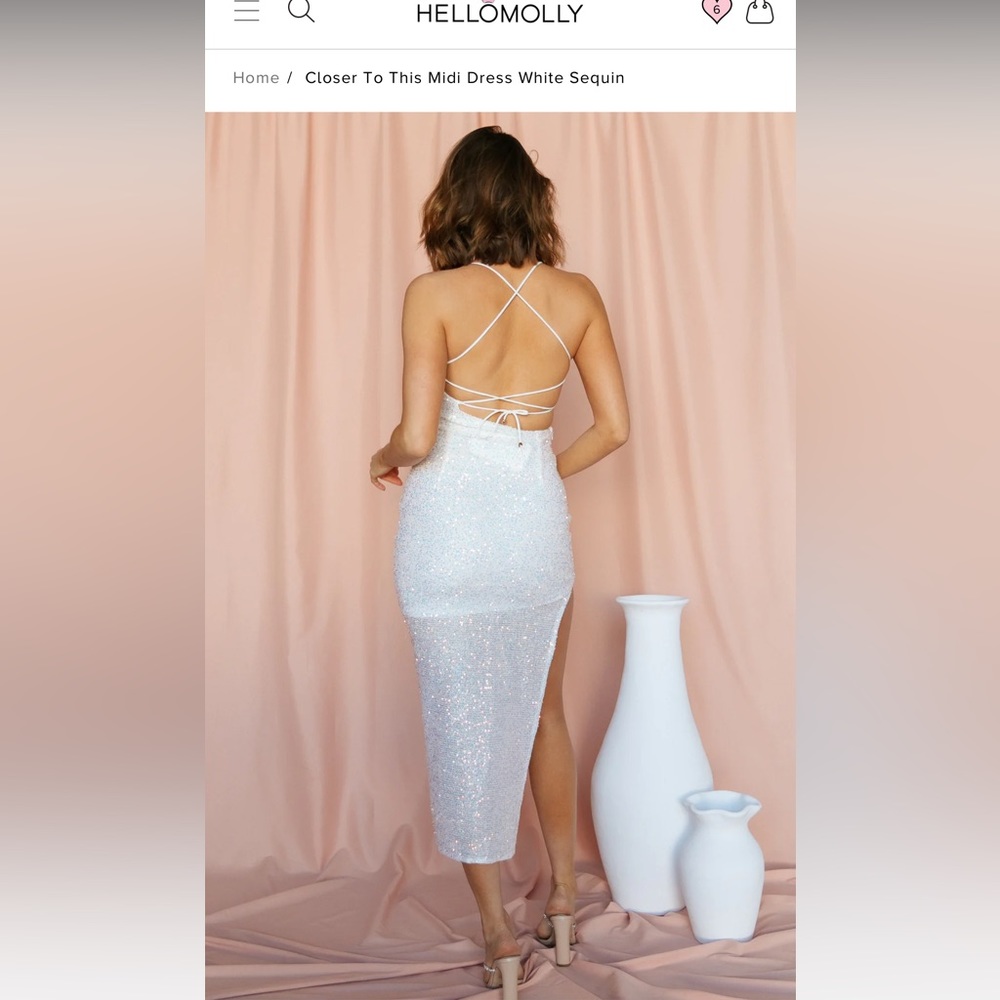 CLOSER TO THIS MIDI DRESS WHITE SEQUIN - Picture 4 of 4
